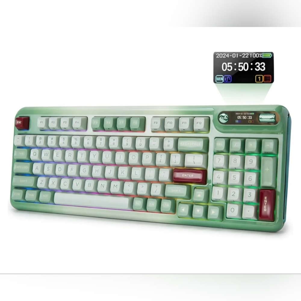 KZZI Z98 Wireless Mechanical Keyboard, Smart Display & Knob, BT5.0/ Matcha